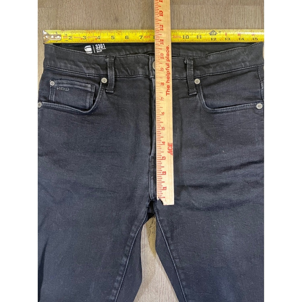 G-Star Raw 3301 Slim Black Authentic Jeans Mens 30x34 Button Fly 51001-B964-A810 - Picture 9 of 10